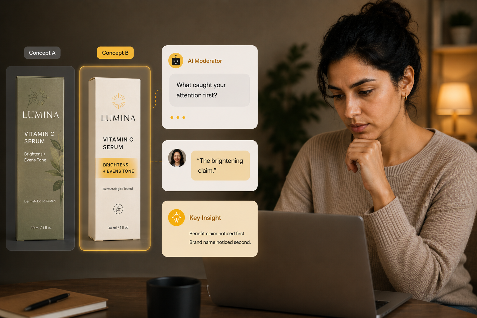 AI-moderated packaging testing with shoppers