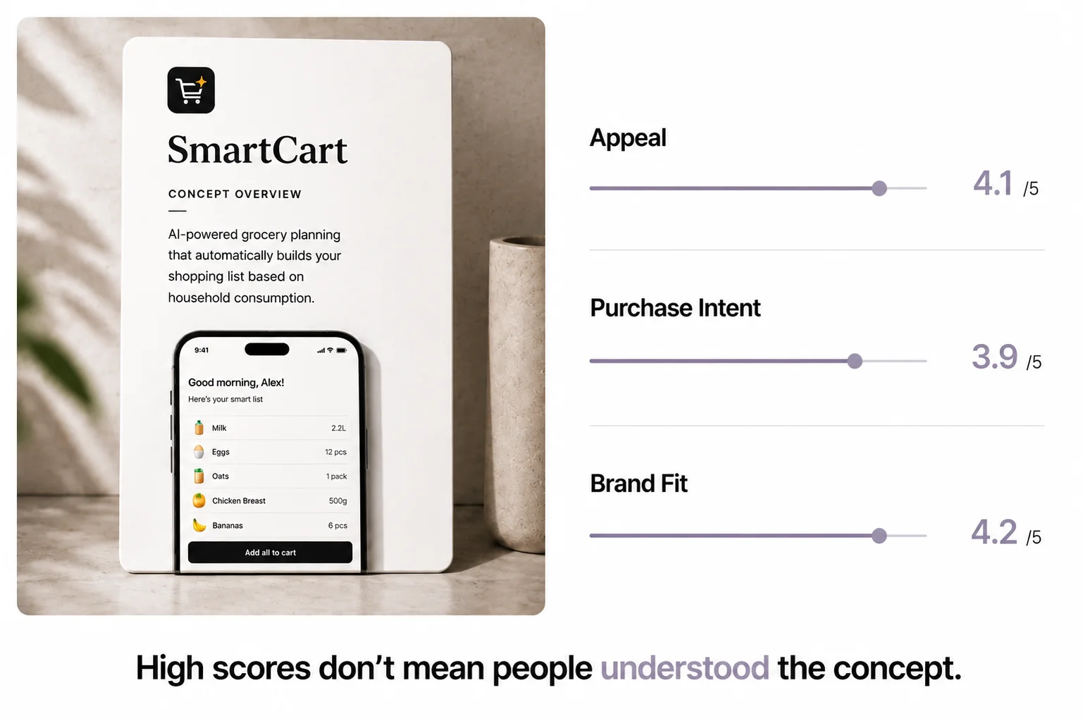 High scores don't mean people understood the concept